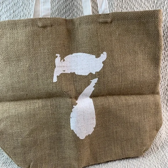 Clarins Burlap Canvas Tote Bag 7 FEED The Children Of The World 15X18X6" Shopper - Picture 15 of 15